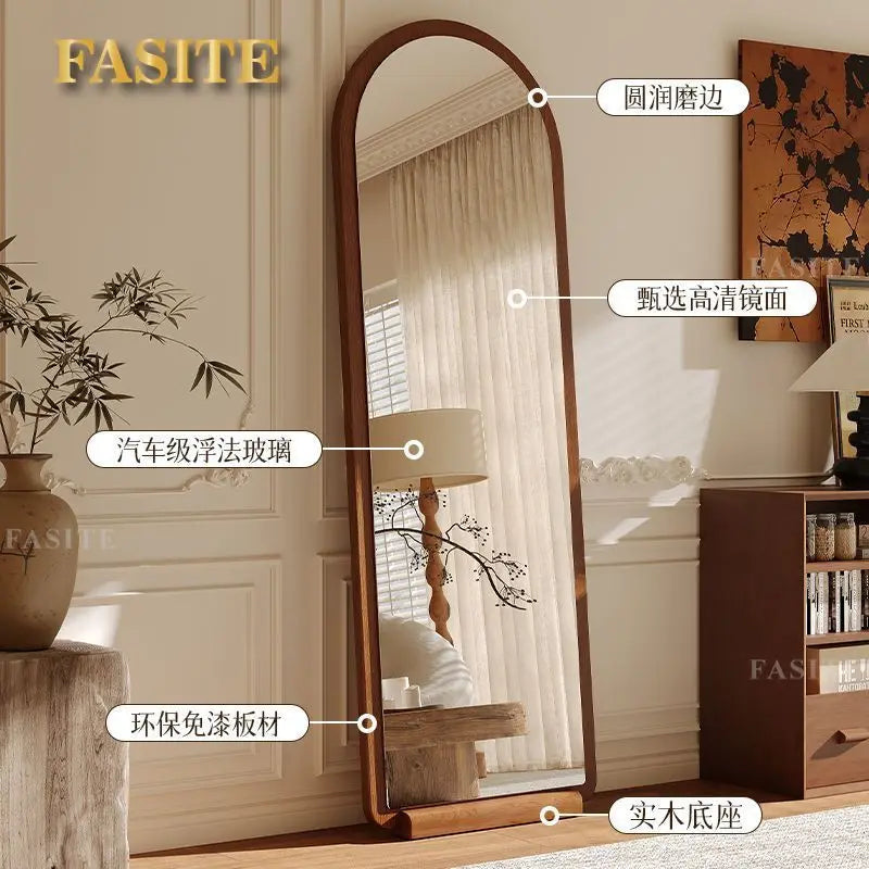 Solid wood  full-body mirror floor mirror household girls bedroom full-length mirror clothing store fitting