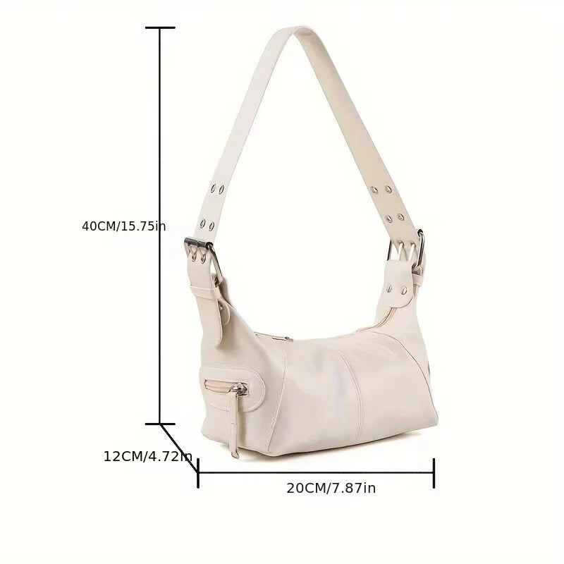 Underarm Bag Women's Bag Cool Drag Style Single Shoulder Underarm Stick Bag Niche Design Leather Zipper Single Shoulder Handbag