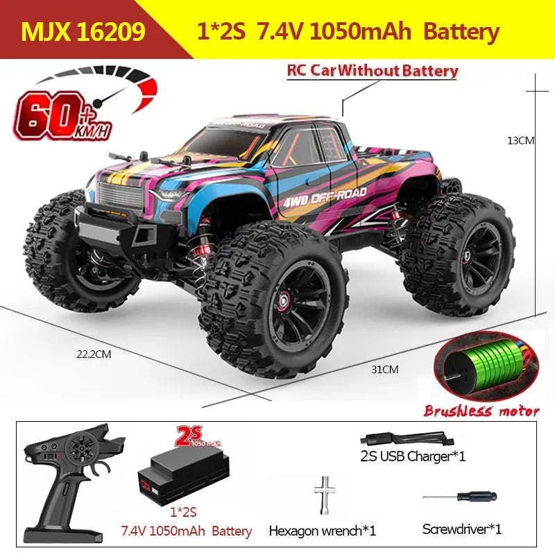 Hyper Go MJX 16207 16208 16209 16210 1/16 4WD RC Car 70KM/H Brushless  RC Racing Car Remote Control Cars Off-Road Truck Toys