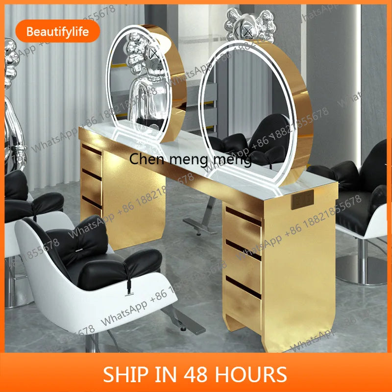 Barber shop hair salon special single and double-sided floor mirror table barber shop special hair mirror