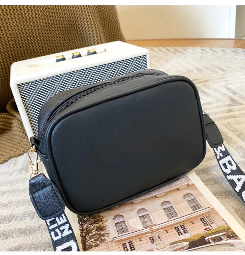 High quality women's PU rolling strip camera bag shoulder bag mobile phone bag casual crossbody bag