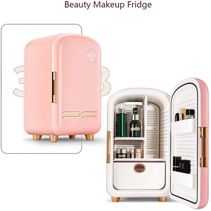 Mini Skin Care Fridge Makeup Cooler 8-18°C Constant Temperature LED Light Beauty Refrigerator for Bedroom Skin Care & Cosmetics