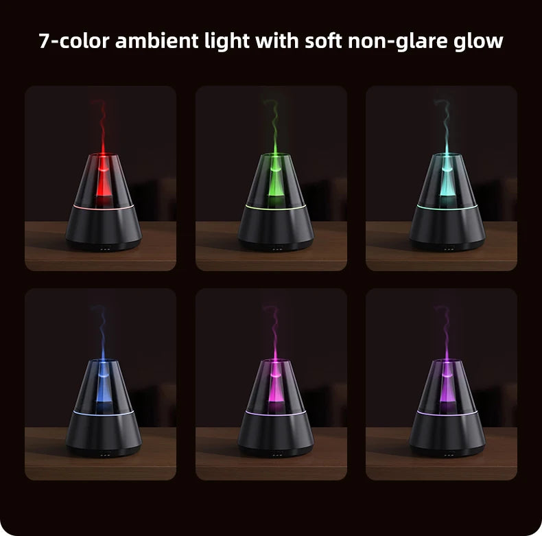 Candle Flame Ultrasonic Air Humidifier with 7-color Flame Ambient Light 3-level Timed Essential Oil Aroma Diffuser for Home Gift