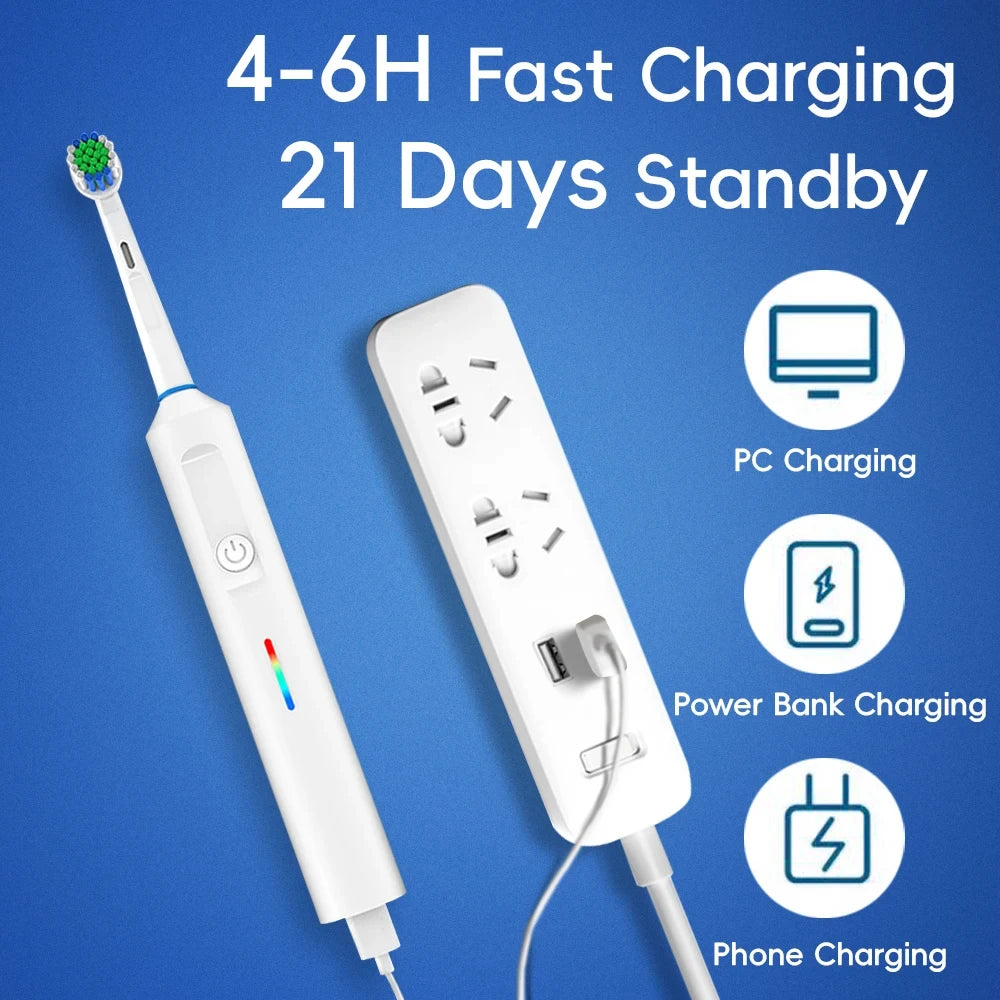 Smart Rotating Electric Toothbrush, Rechargeable Rotary Toothbrush  Heads, Compatible with Oral B Replacement Brush Heads