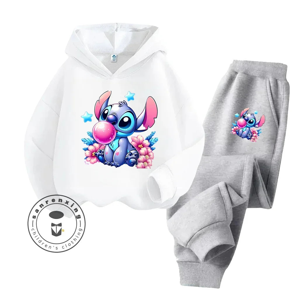 Cheap Popular Simple Stitch Long Sleeve Boy Girl Casual Wear Fun Graphics Everyday Style Energetic Spring Fall Sweatshirt Set