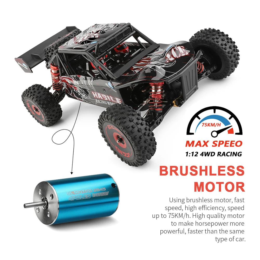 75 KM/H WLtoys 124016 V8 RC Car Brushless 4WD Electric High Speed Off-Road Remote Control Drift Rc Cars for Adults Toys