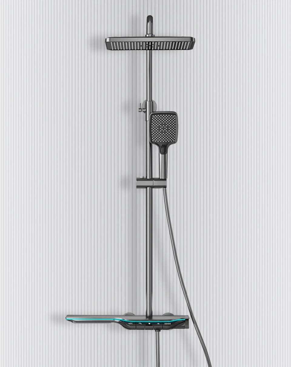 VGX Thermostatic Shower System Intelligent Digital Bathroom Shower Faucet Set Temperature Display Rainlfall Bathroom Shower Set