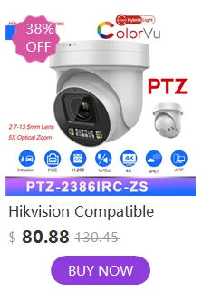 Hikvision Compatible 4K 8MP 180° Panoramic IP Camera IR&ColorVu 2-way Audio Human Detection SD Card Slot Plug&Play HIK NVR