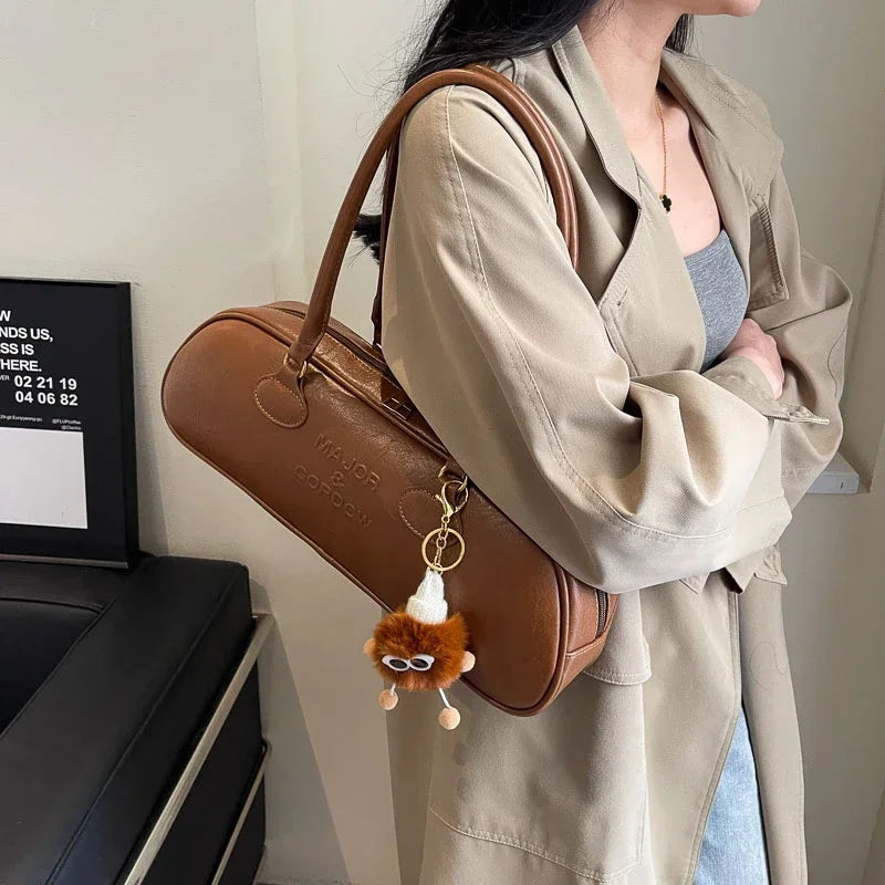 Pu Solid Sewing Zipper Shoulder Bags Soft Baguette Type 2024 High Quality Bags for Women Large Capacity Women's Handbags