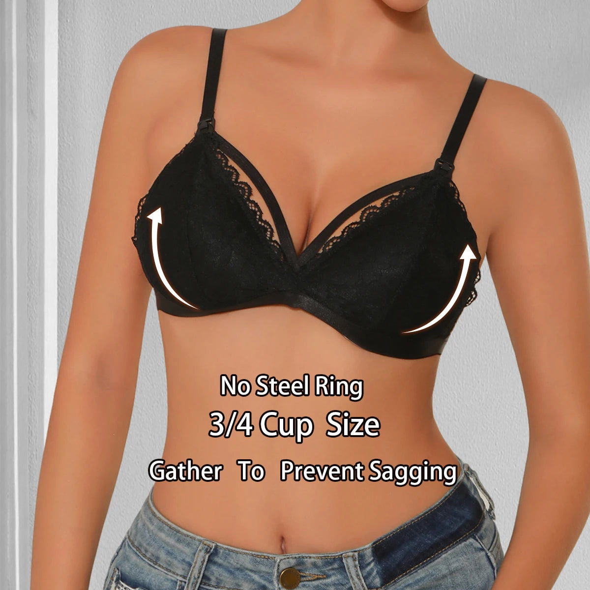 Front Open Nursing Bra Maternity Underwear For Pregnant Women Without Steel Rings And Anti Sagging Gathering Breastfeeding Bra