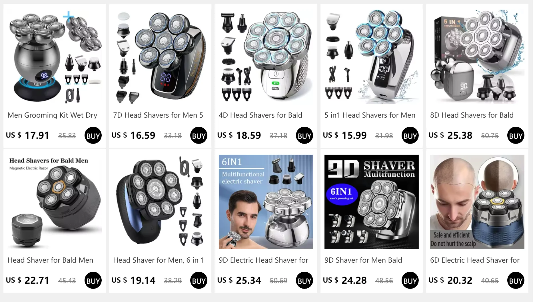 5 in1 Head Shavers for Men 7D, Cordless Bald Head Shaver Wet&Dry Waterproof Electric Razor for Men with LED Display Grooming Kit