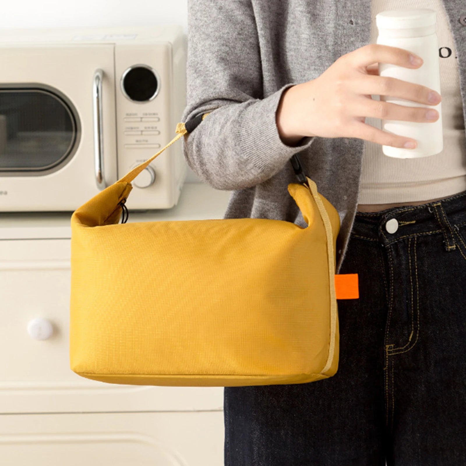 Fashionable and simple insulated bag, office worker, large capacity lunch box bag, student hand carrying bento bag.-A-ZMT