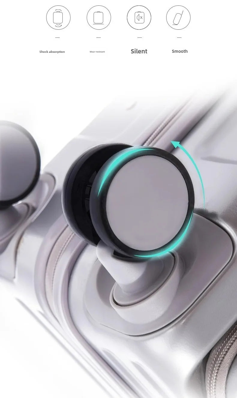 Multifunction Large Capacity Luggage Business Carry on Boarding USB Charging Cup Holder Front Opening Lid Trolley Suitcase