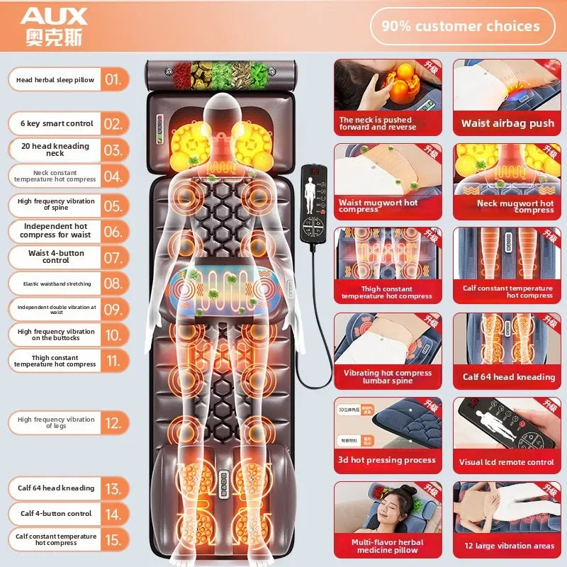 Cervical Massager Neck Waist Back Full Body Multifunctional Massage Cushion Home Recliner Electric Mattress