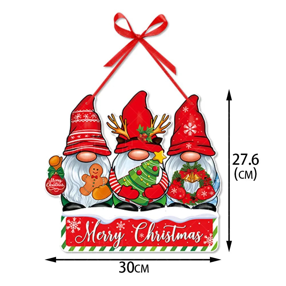 Christmas Decorations Colorful Christmas Paperboard Door Hangings Merry Xmas Santa Plaids Home Wall Door New Year Decor Supplies