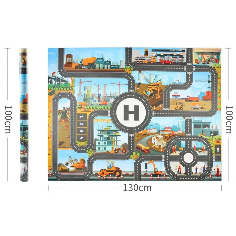 130*100cm Baby Crawling Mat for Children Cartoons Traffic Rug Indoor Toys City Road Carpet Kids Game Little Girl and Boy Playmat