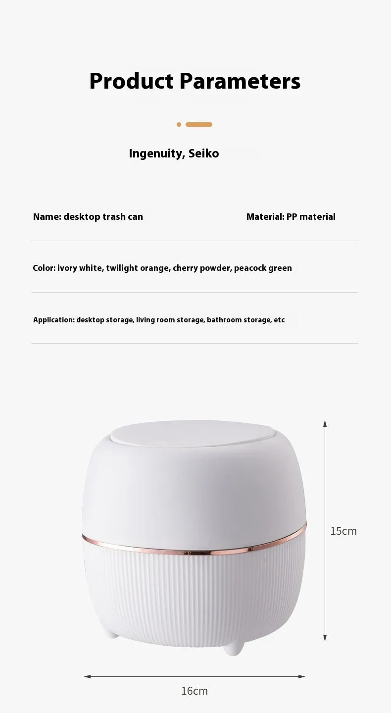 Mini Creative Desktop Trash Desk Light Luxury Pop-up Lid Storage Bucket kitchen bedroom make up desktop  Rubbish Storage Bucke