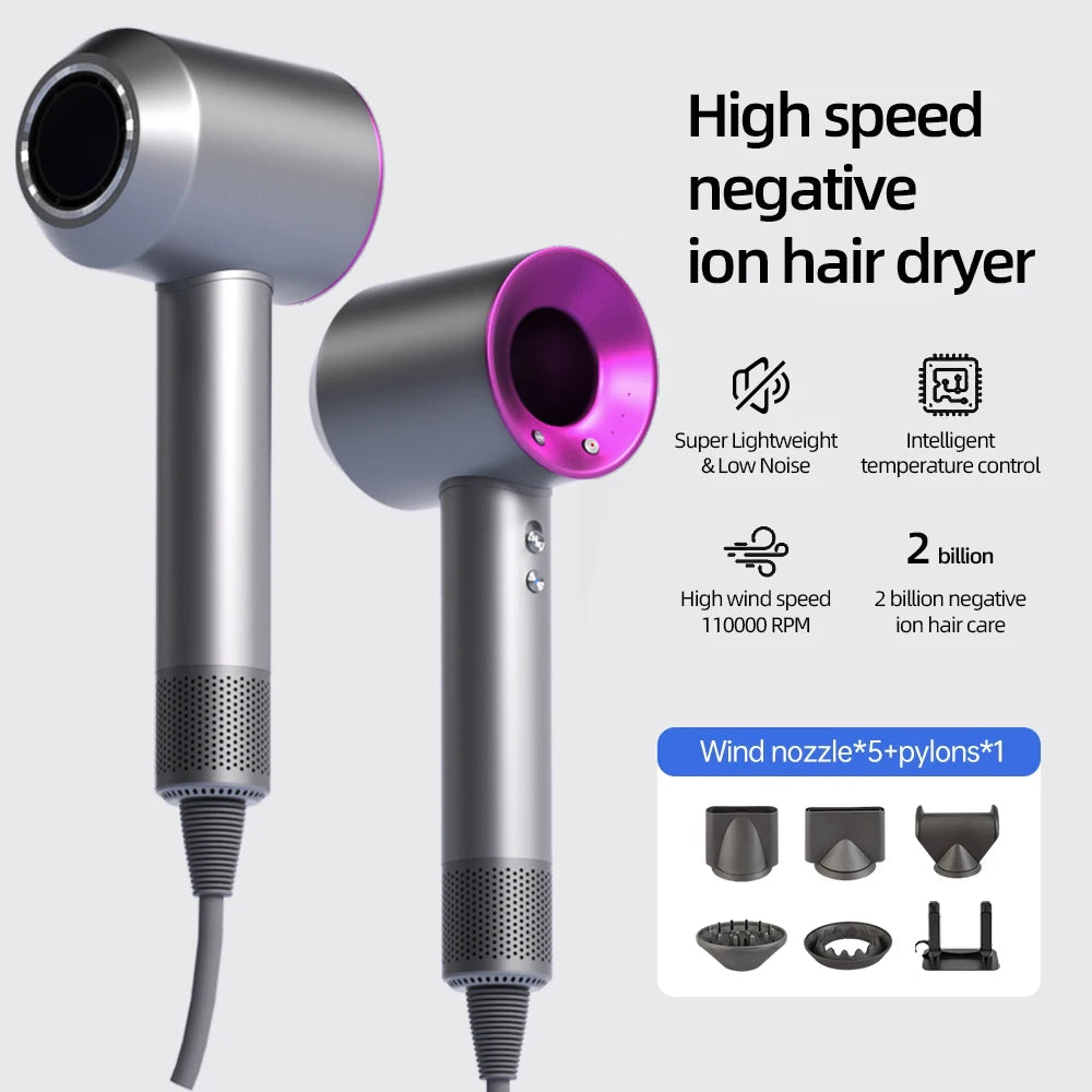 High-speed bladeless hair dryer Negative ion hair care High power, silent and quick drying, portable, suitable for home travel