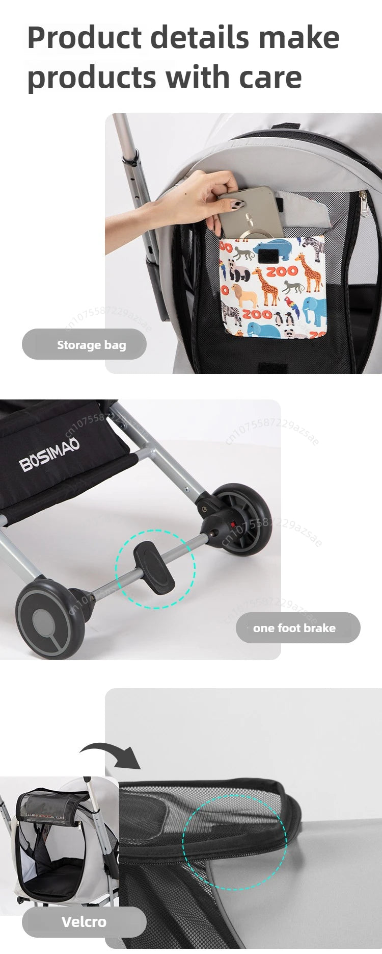 Portable pet stroller Ultra-light and easy to fold Large capacity pet stroller can accommodate two cats at the same time