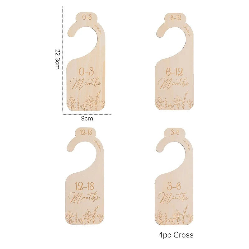 Baby Wooden Dividers Closet Size Wardrobe Separator Star Moon Milestone Cards Months Organizers Kids Photography Accessories