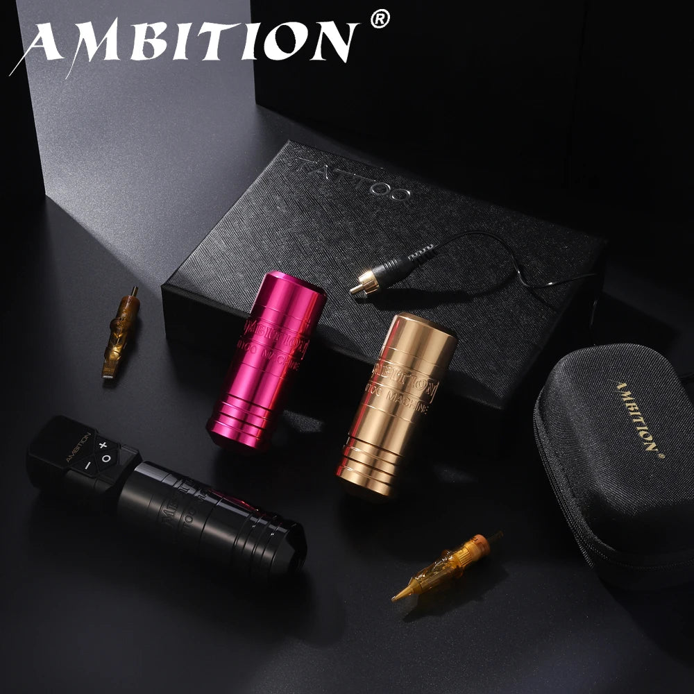 Ambition Torped 32 Powerful Brushless Motor 4.0mm-4.5mm-5.0mm Stroke Rotary Tattoo Pen Machine With RCA Cord For Tattoo Artists