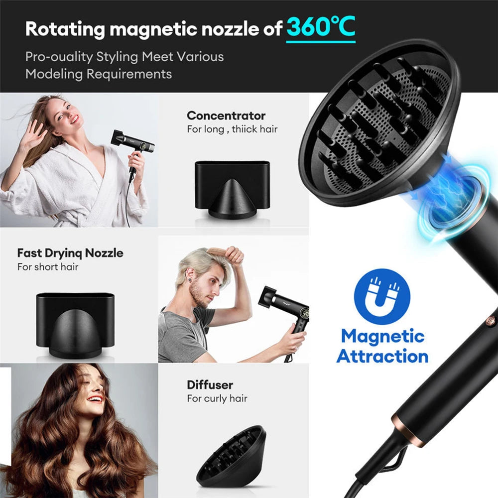 110000RPM Professional Hair Dryer Brushless Negative Ions Blow Dryer 1800W Powerful Lownoise 5 in 1 Salon Hair Airwrap Styler