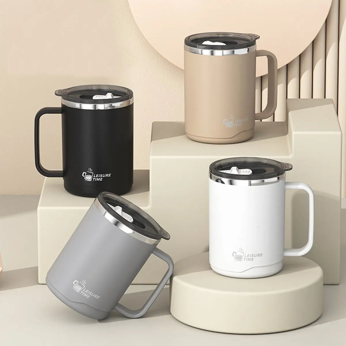 500ml Double-layer Mug 304 Stainless Steel Insulated Coffee Cup With Handle Portable Sealed Water Cup Drinkware For Student Kid