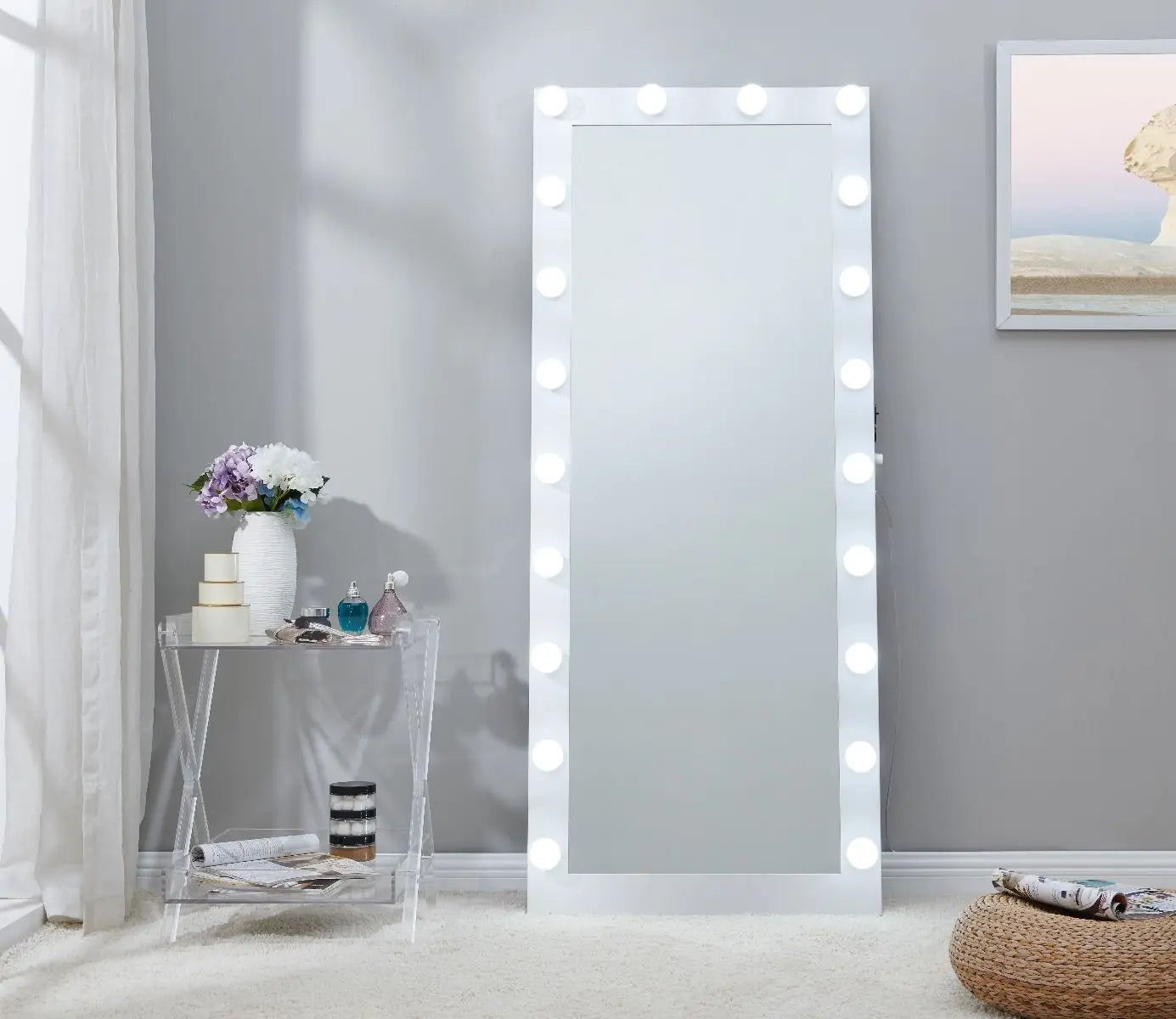 Vanity Bulbs Full Length Vanity Dressing Mirror Floor Mirror with Light