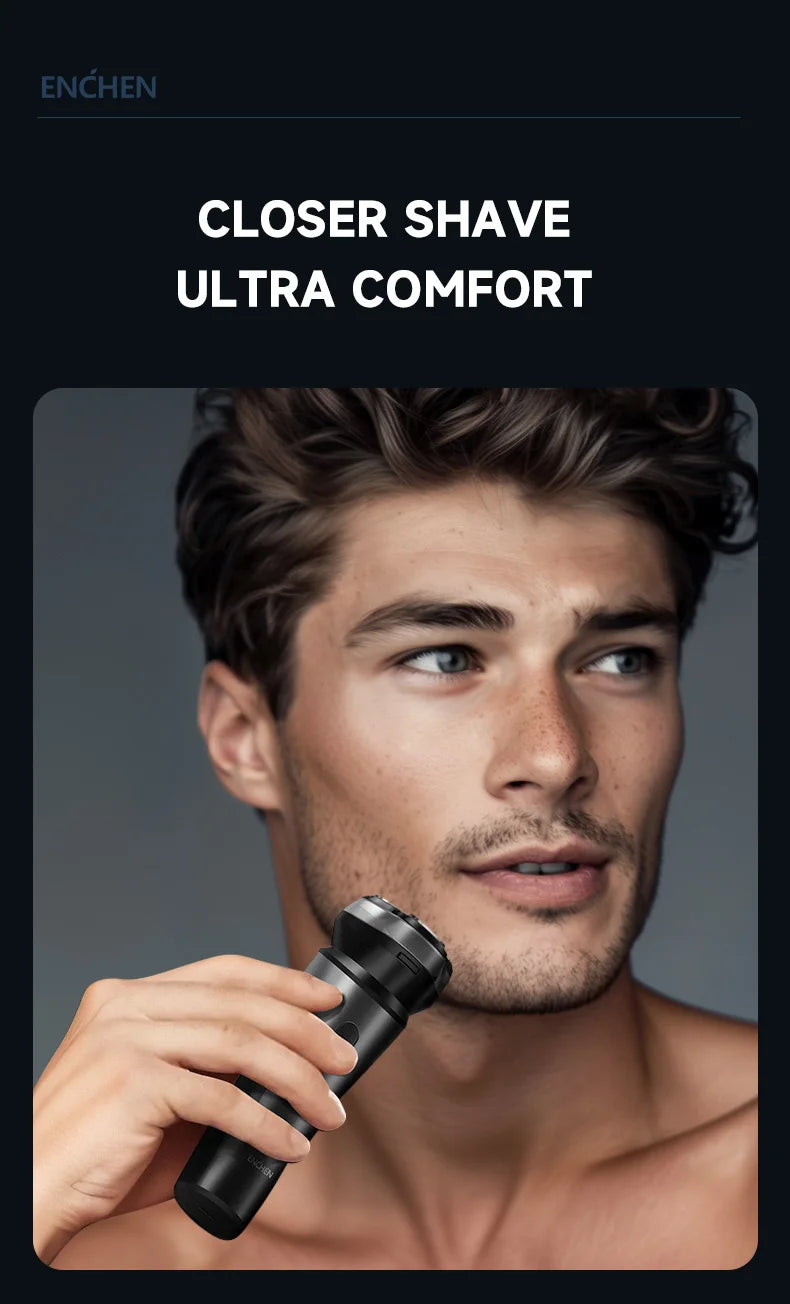 ENCHEN Electric Shaver Razor Rotary 3D Hair Shaver Professional Razor Waterproof Safety Lock Beard Trimmer Man - BlackStone Max