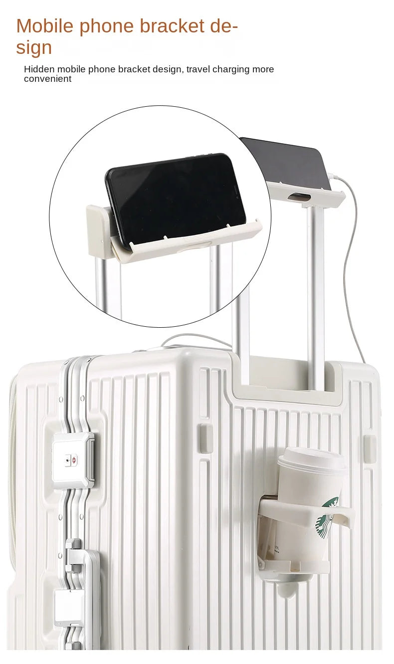 26/28/32 Inch Large Capacity Travel Suitcase Rolling Luggage Aluminum frame Suitcase Trolley Case with Cup Holder Travel Case