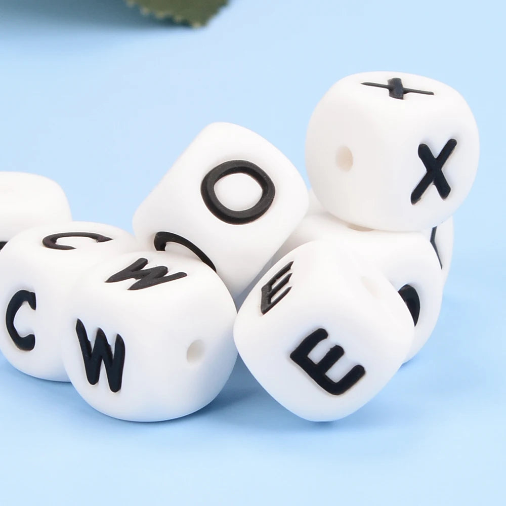 LOFCA 40pcs Alphabet Silicone Letter Beads 12mm Teething Beads Food Grade Teether English Letters Baby Nursing for Teething