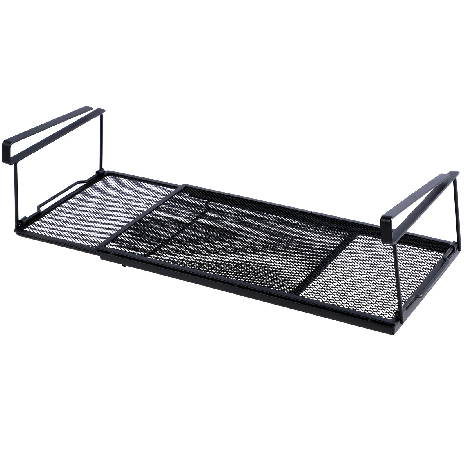 Extendable Under Cabinet Organizer Shelf Steel Under Desk Storage Rack Multipurpose Kitchen Household Hanging Storage Basket
