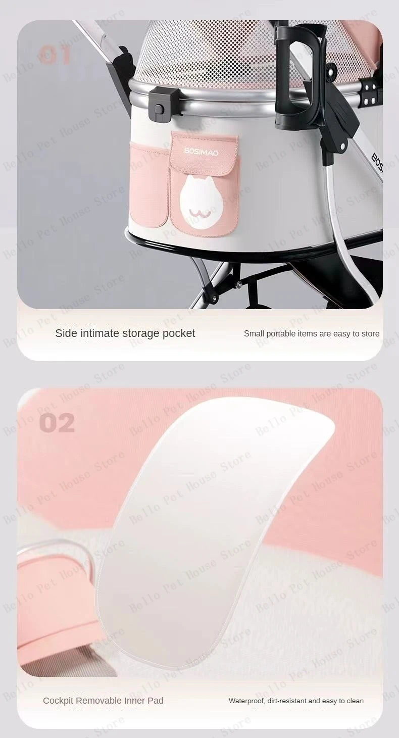 High appearance Pet Stroller Detachable Multifunctional Pet Carrier  Lightweight and Foldable  Portable Pet Stroller Dogs Buggy