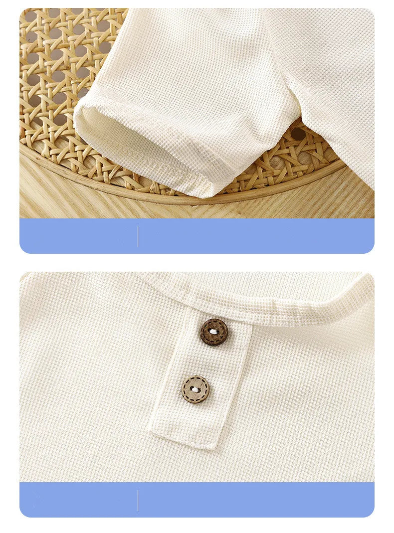 Baby Boys Waffles Clothes Sets Kids Solid Shirt +Shorts 2PCS Suit Toddler Costume Summer Children's Clothing Casual