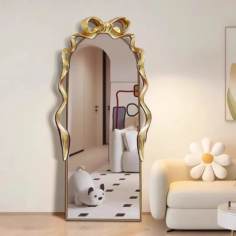Luxury elegant wooden floor mirror high-end specchiera da pavimento furniture American style vintage full body mirror Black