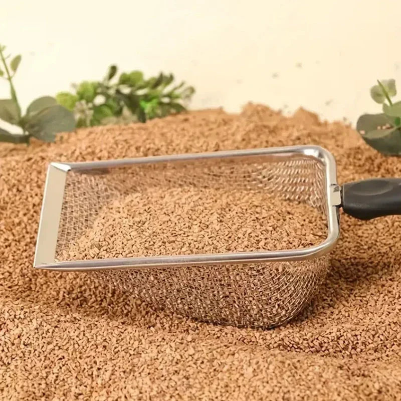 2X2mm Fine Pores Cat Sand Shovel Pet Supplies Stainless Steel Shovel Applicable Small Cat Litter Pet Feces Clean Filter Shovel