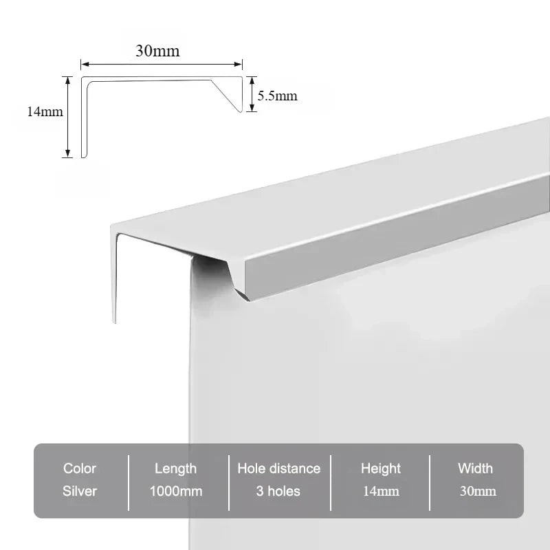 Hidden Furniture Handles Matte Black Gold Silver Kitchen Cabinet Pull Wardrobe Pull Not punched Handles for Cabinets and Drawers