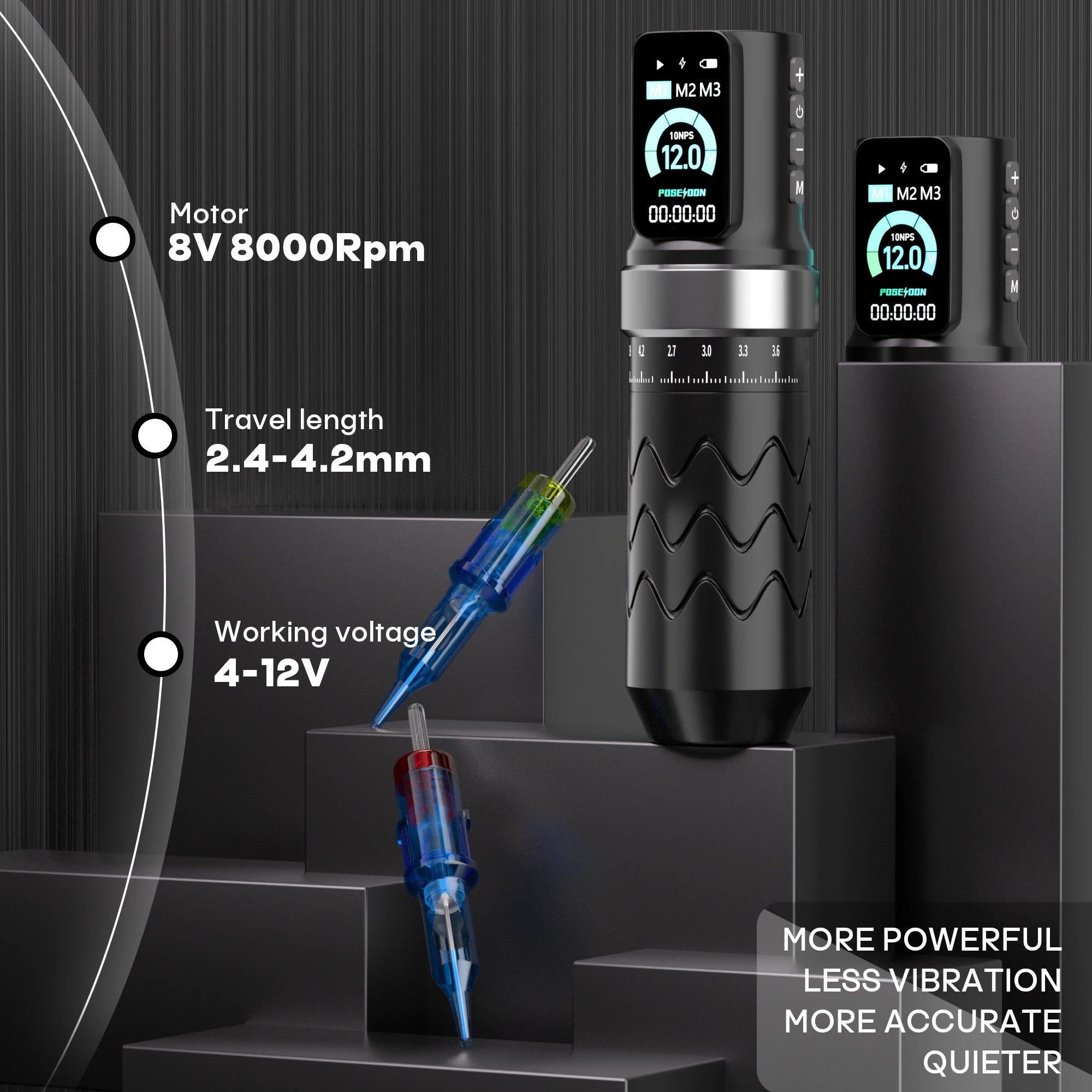 POSEIDON Tattoo Kit Technolog Tattoo Pen Kit For Permanent Makeup Tattoo Machine Kit Adjustable Tattoo Power Supply Tattoo Gun