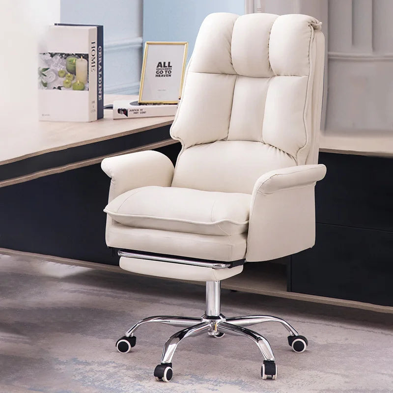 Boss Computer Chair Home Office Computer Sofa High Backrest PU Leather Ergonomic Reclining Swivel Seat for Home Study Backrest
