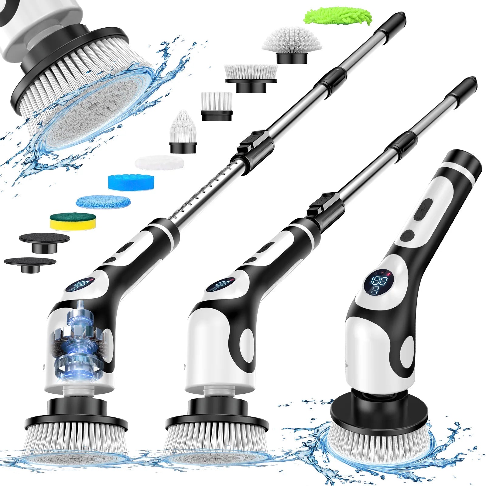 Multifunctional Electric Cleaning Brush Voice Rechargeable Smart Rotary Cleaning Brush Kitchen Cleaning Brush