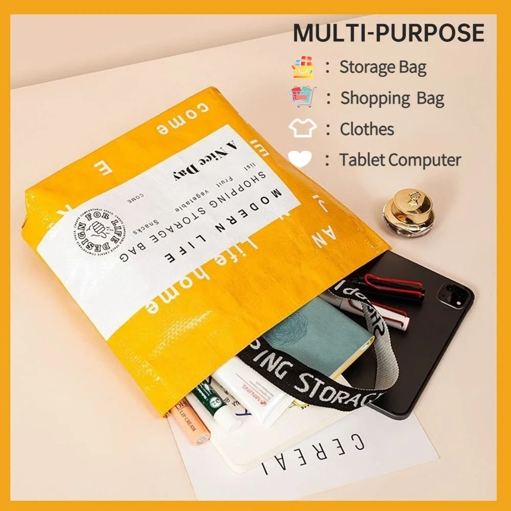 Large-capacity Waterproof Supermarket Grocery Shopping One-shoulder Portable PP Woven Shopping Bag for Retail Store,boutique