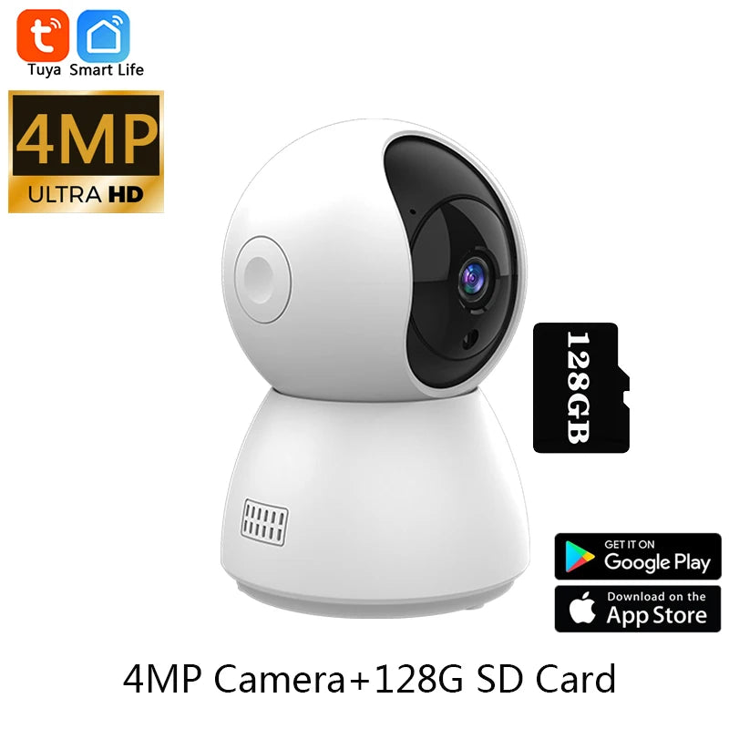 HD 4MP Tuya Smart Mini WiFi IP Camera Surveillance Camera Automatic Tracking Indoor Wireless Security Home CCTV Baby Monitor