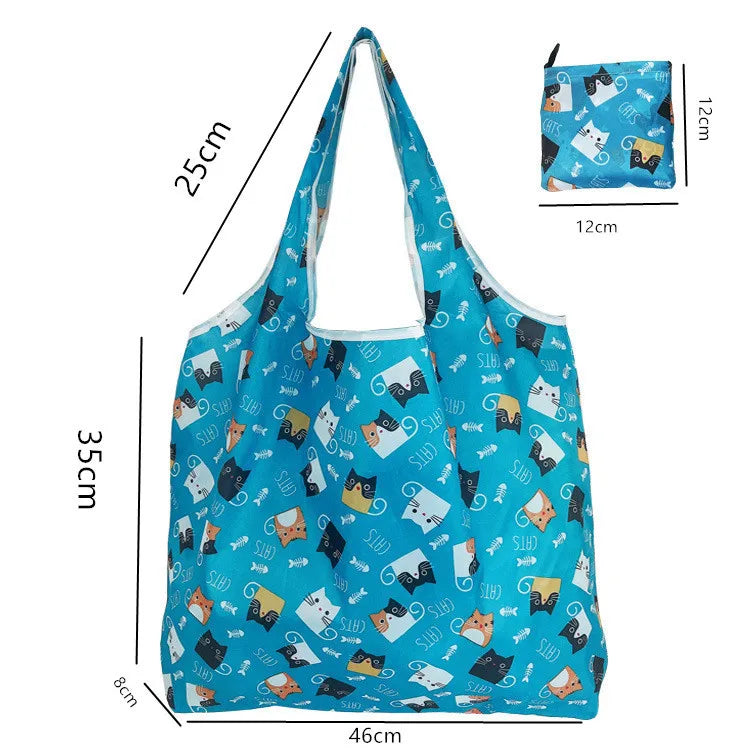 Reusable Grocery Bags Large Washable Shopping Bags Foldable Environment-Friendly Nylon Heavy-Duty Pocket Handbags