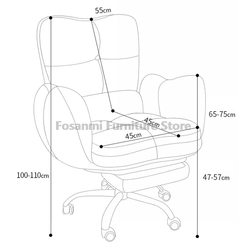 Soft Cloth Wide Fixed Armrests Home Gaming Desk Chair Leather Thick Ergonomic Office Chair Adjustable Gamer Computer Sofa Chairs