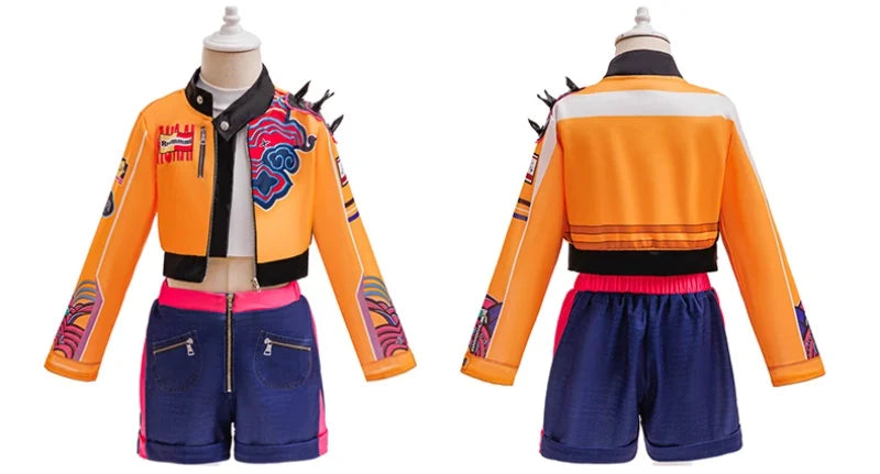 Girl Set 3pcs Demon Hunters Rumi Cosplay Costume Birthday Party Stage Performance Costume Halloween Carnival Kids Dress Up Set