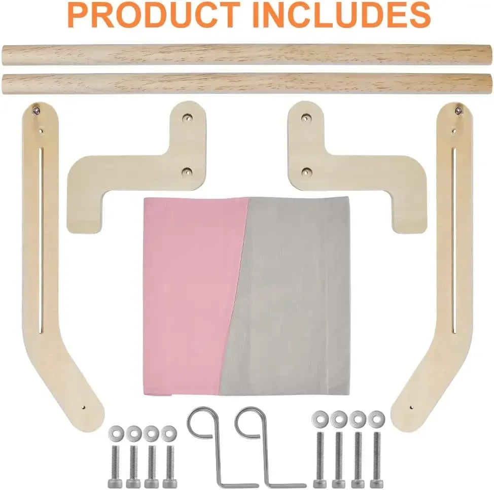 Cat hammock with pet window, Cat hanging hammock with detachable balcony, wooden stand, indoor turndown bed, pet nest