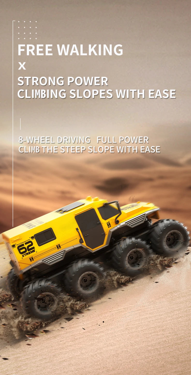 ﻿ JJRC Q137 8x8 2.4G Remote Control Car 8wd Off-road Amphibious Stunt Vehicle 8-Wheel Speed Racing Truck Waterproof Crawler Toys