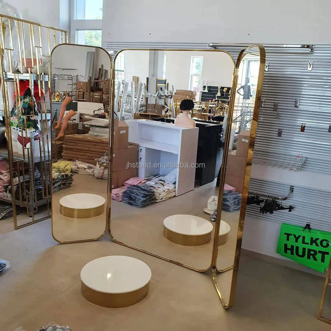 Standing Mirror Luxury Large Floor Mirror Square Round Full Length Mirror for Bridal Shop