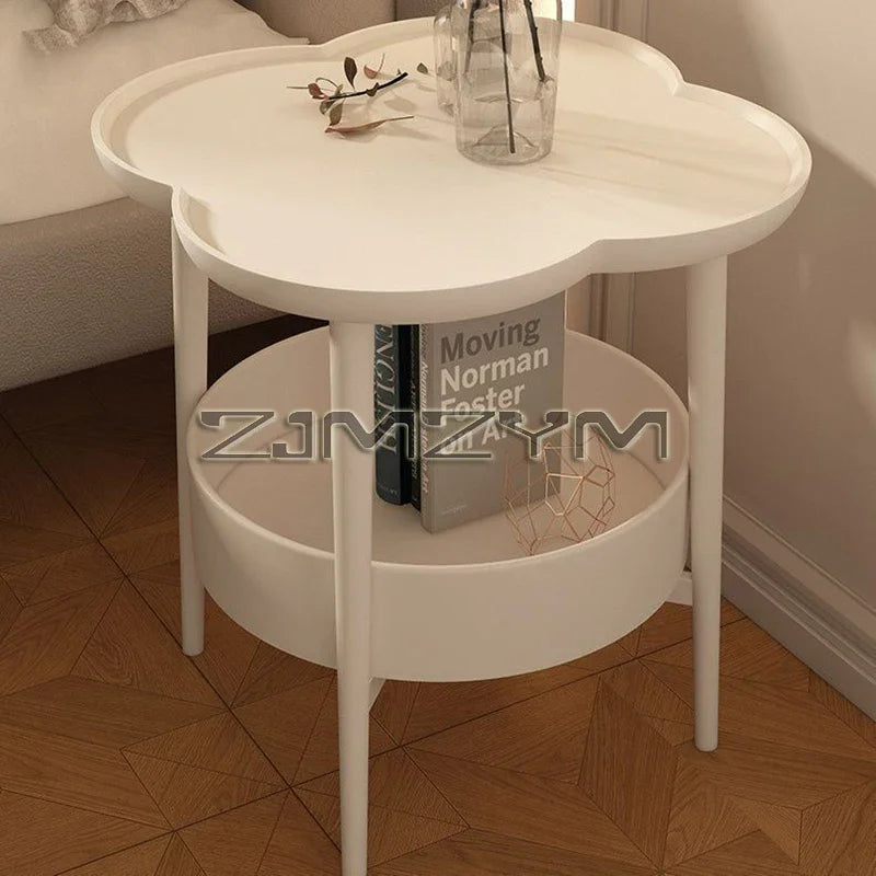 Bedside Table Cream Style Table Four Leaf Modern Minimalist Bedroom Sofa Side Cabinet Storage Table Small Coffee Table