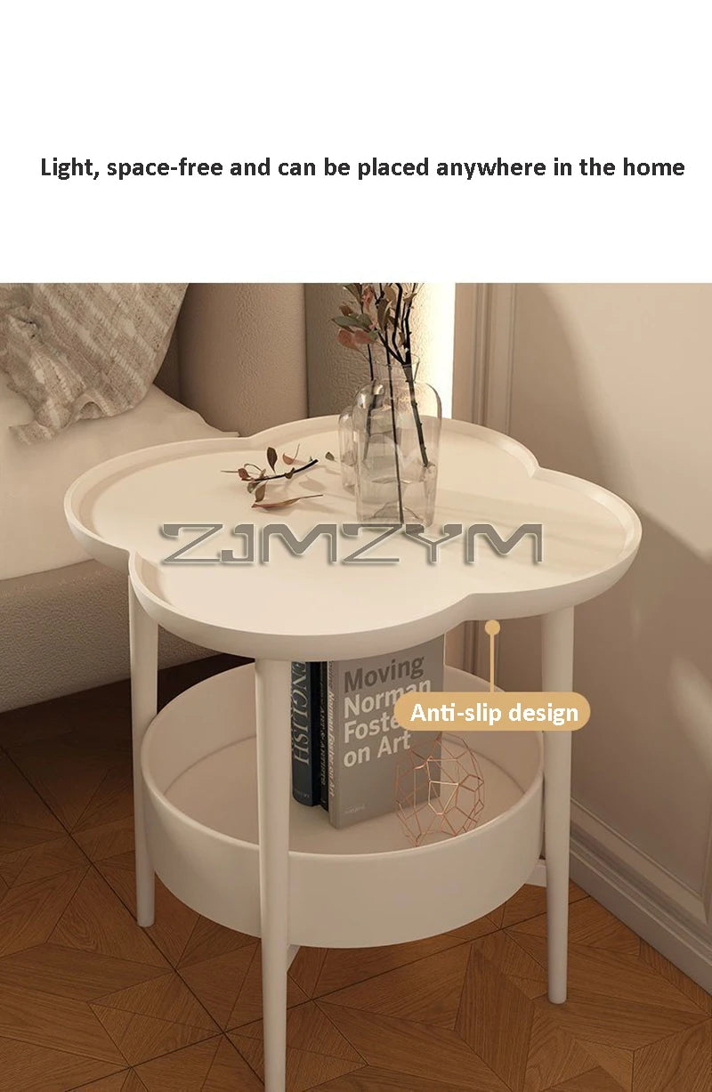 Bedside Table Cream Style Table Four Leaf Modern Minimalist Bedroom Sofa Side Cabinet Storage Table Small Coffee Table